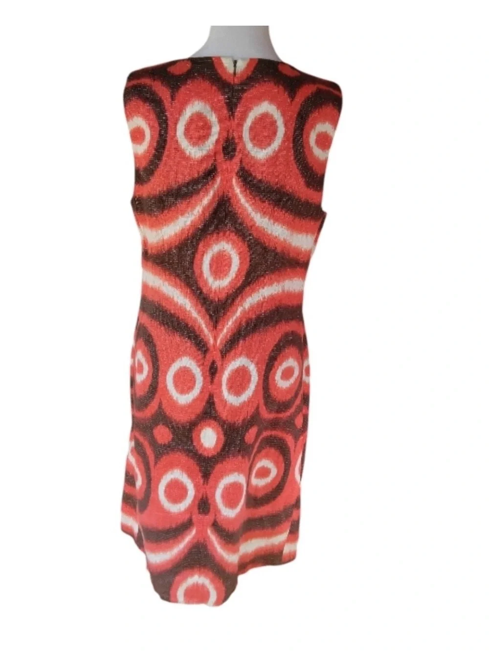 Tory Burch Joanna Linen Blend Shift Dress Orange Brown Ikat